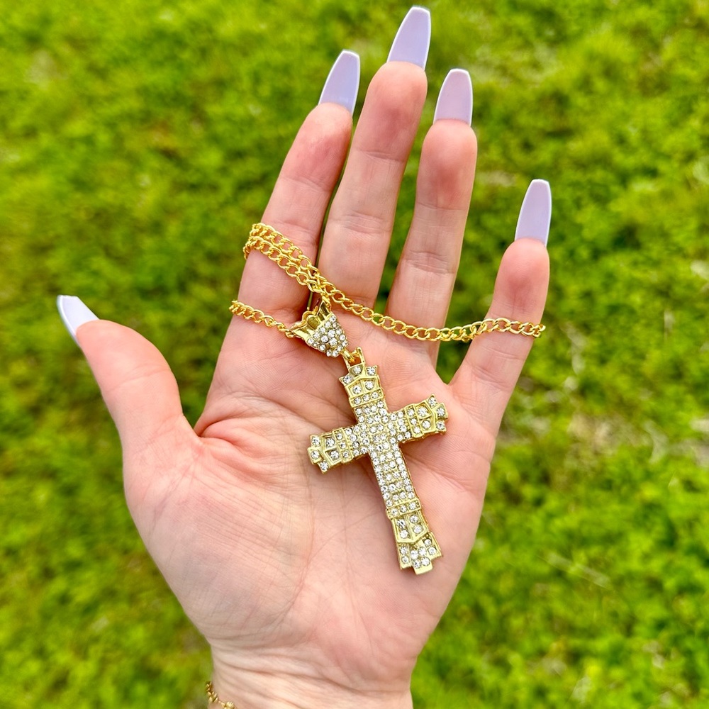 Chunky Bling Cross Necklace